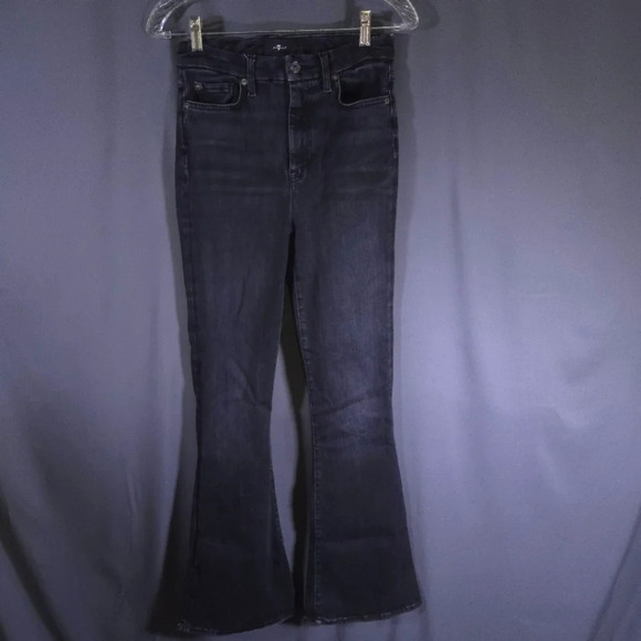 7 For All Mankind Ultra High Rise Skinny Boot Size 28 Black western - Picture 1 of 10
